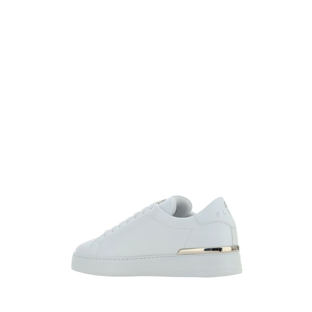 Philipp Plein White Calf Leather Low Top Sneakers