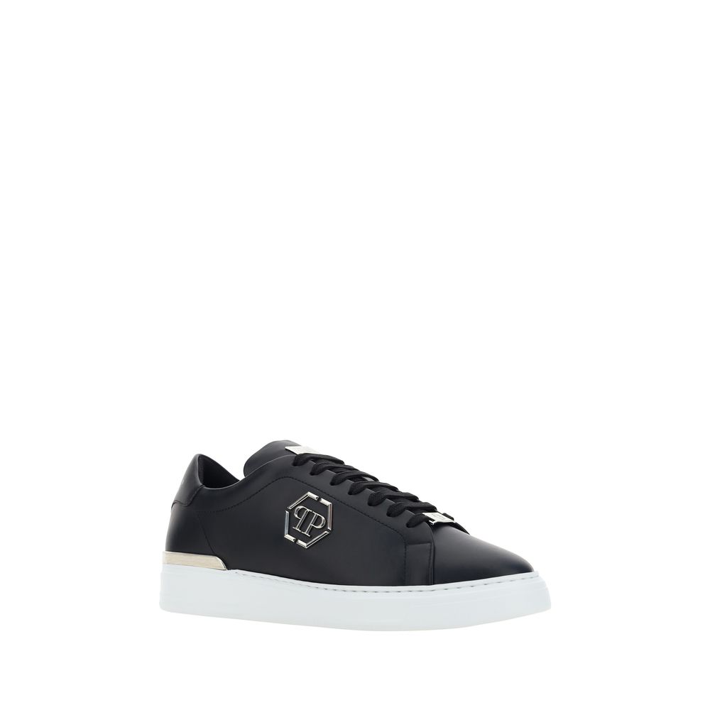Philipp Plein Black Calf Leather Low Top Sneakers