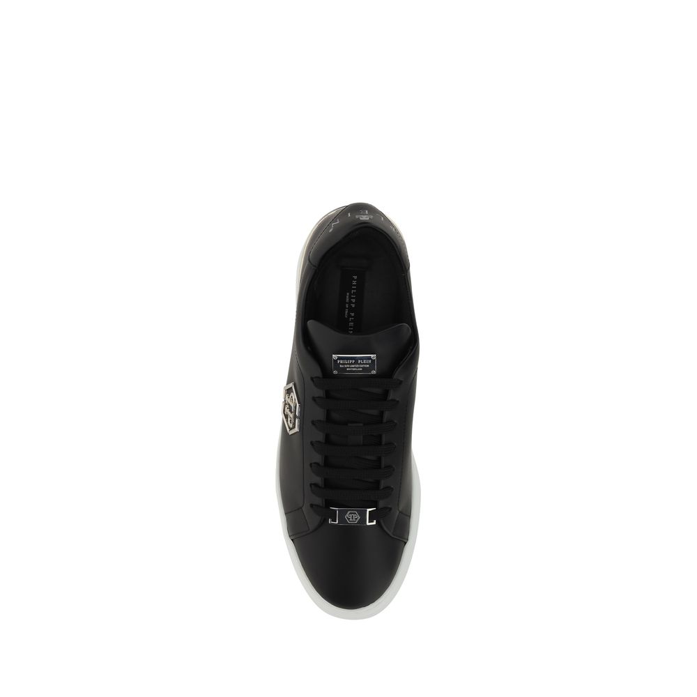 Philipp Plein Black Calf Leather Low Top Sneakers