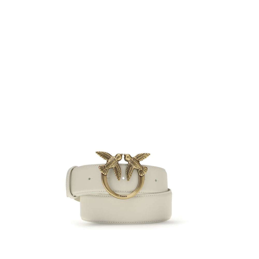 PINKO White Calf Leather Regular Belt