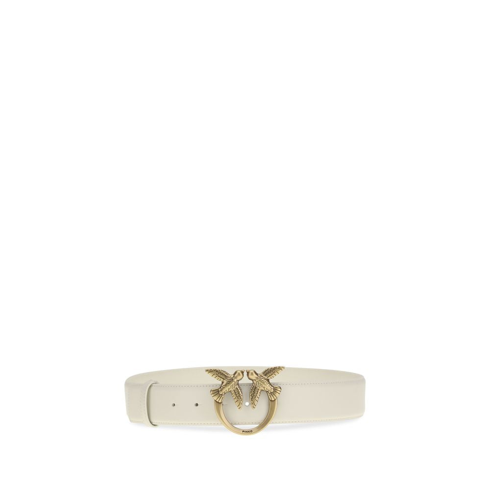 PINKO White Calf Leather Regular Belt