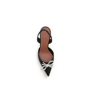 Amina Muaddi Black Silk High Heel Pumps