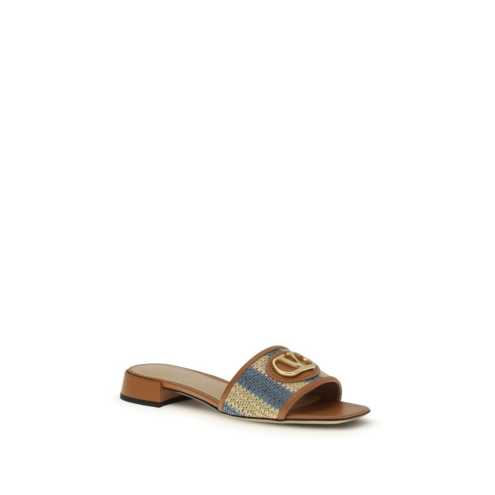 Valentino Garavani Multicolor Viscose Slide Sandals