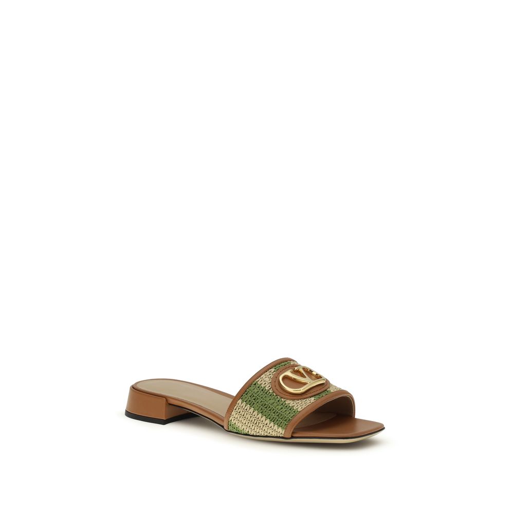 Valentino Garavani Multicolor Viscose Slide Sandals