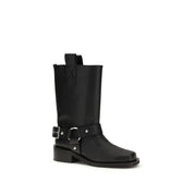 Ganni Black Calf Leather Lace-Up Boots