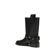 Ganni Black Calf Leather Lace-Up Boots