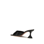 Amina Muaddi Black Calf Leather Stiletto Heel Sandals