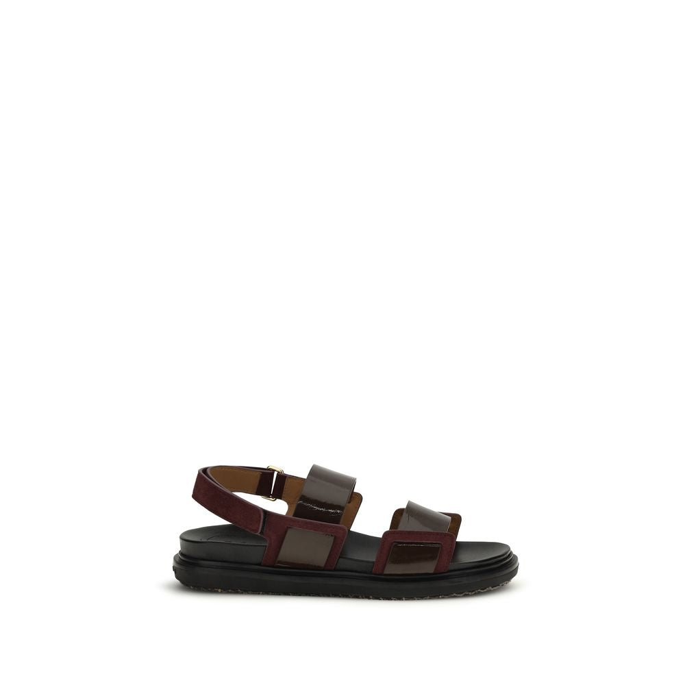 Marni Black Calf Leather Fussbett Sandals