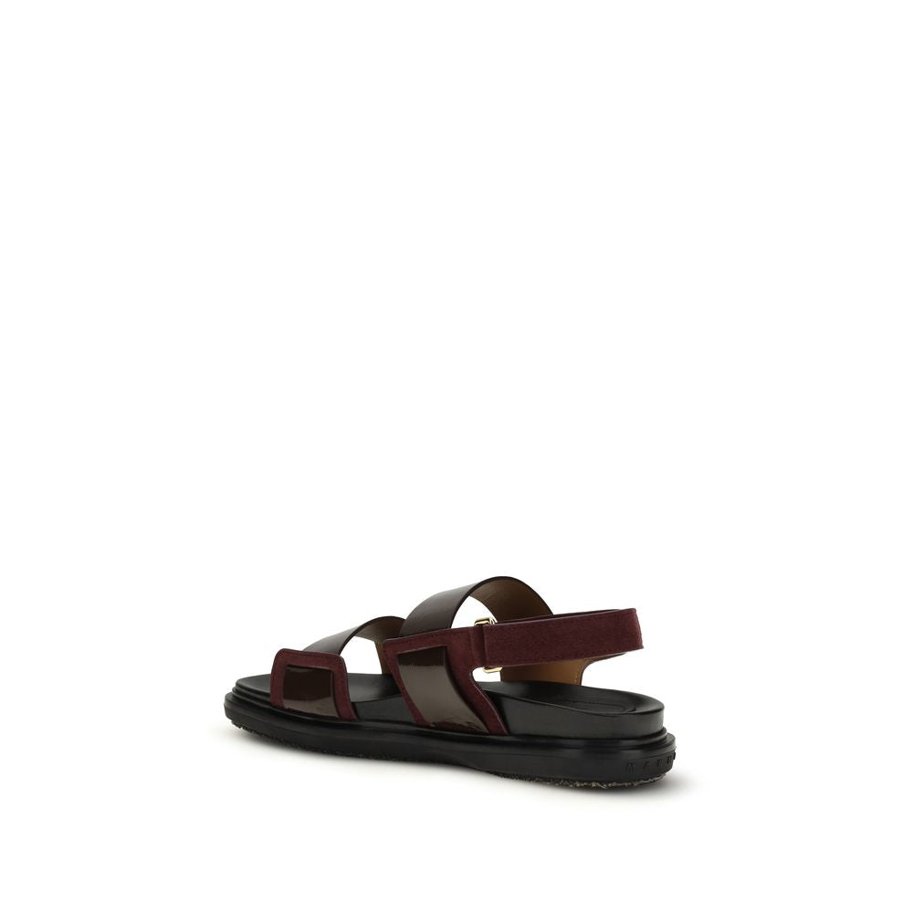 Marni Black Calf Leather Fussbett Sandals