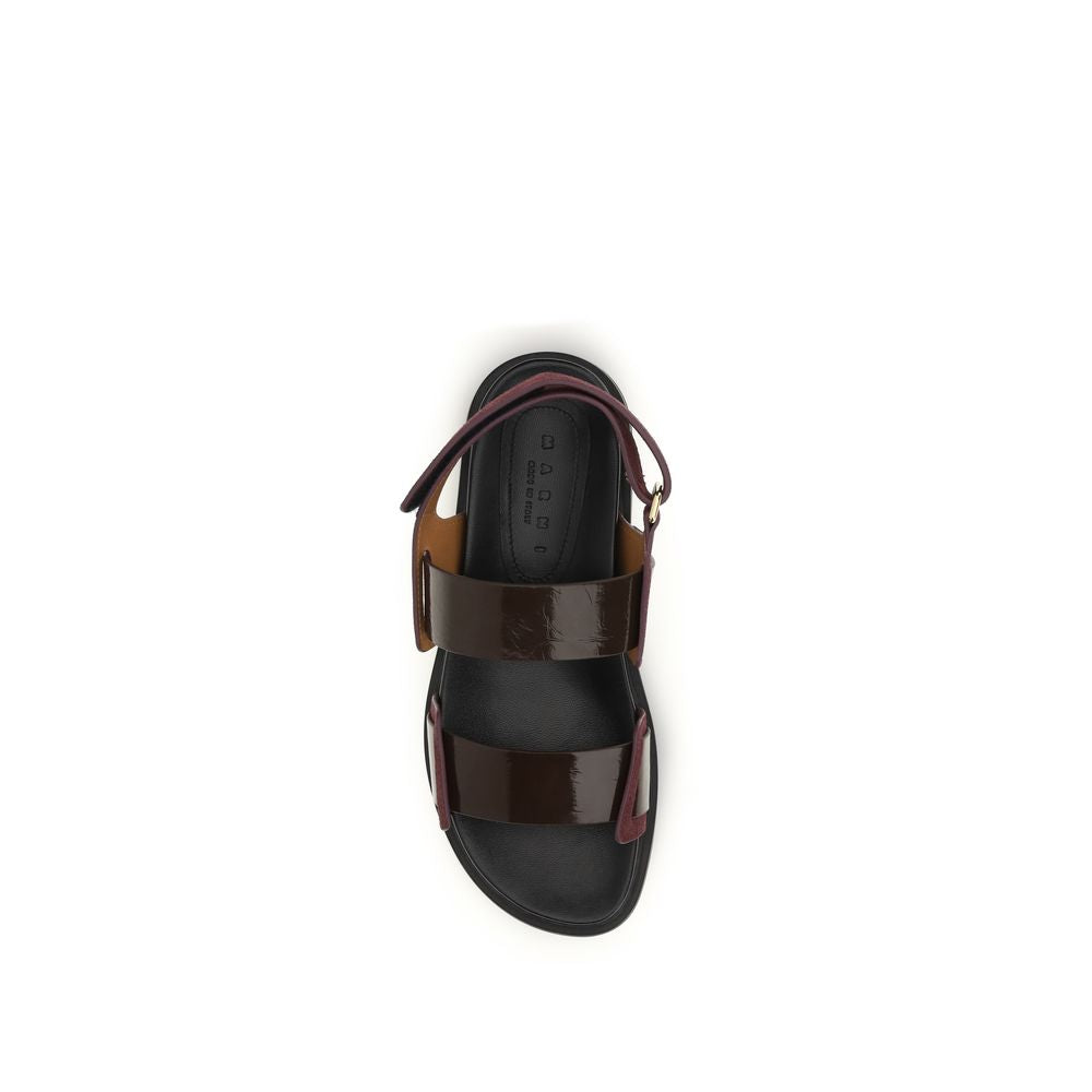 Marni Black Calf Leather Fussbett Sandals