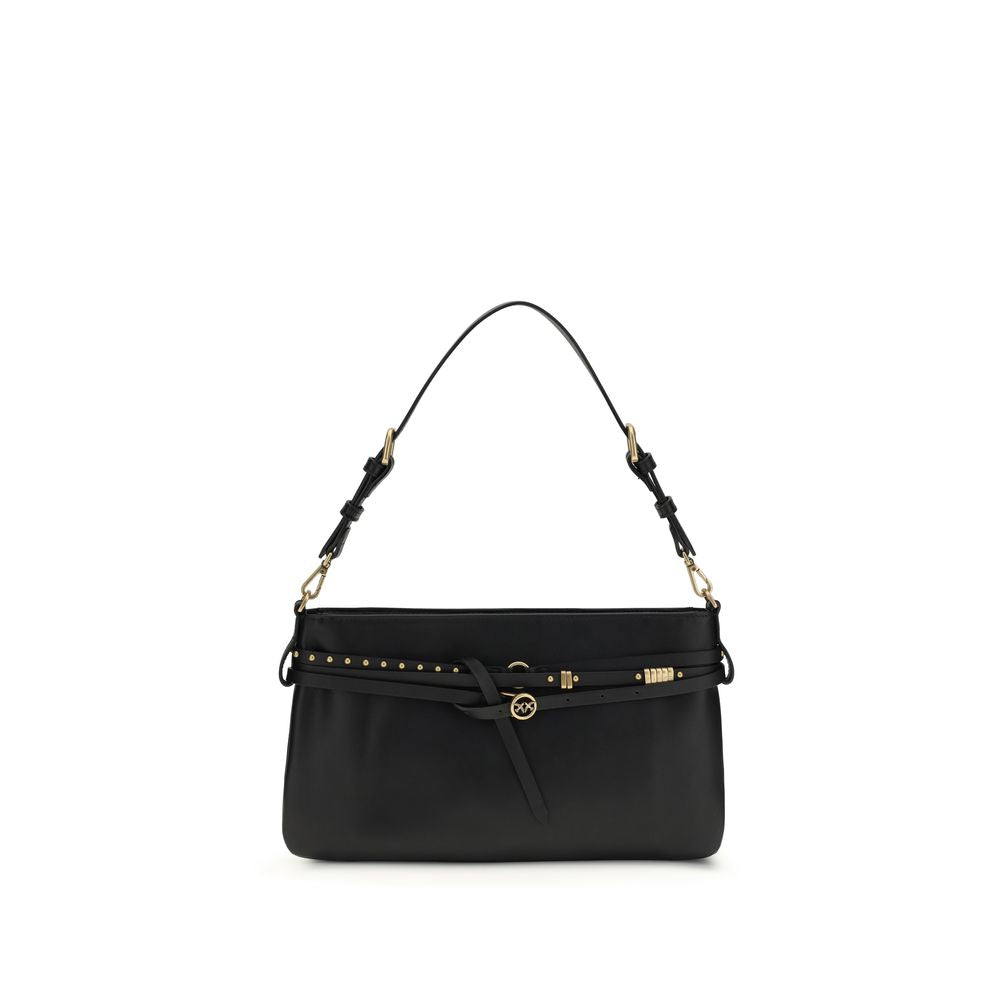 PINKO Black Calf Leather Shoulder Bag