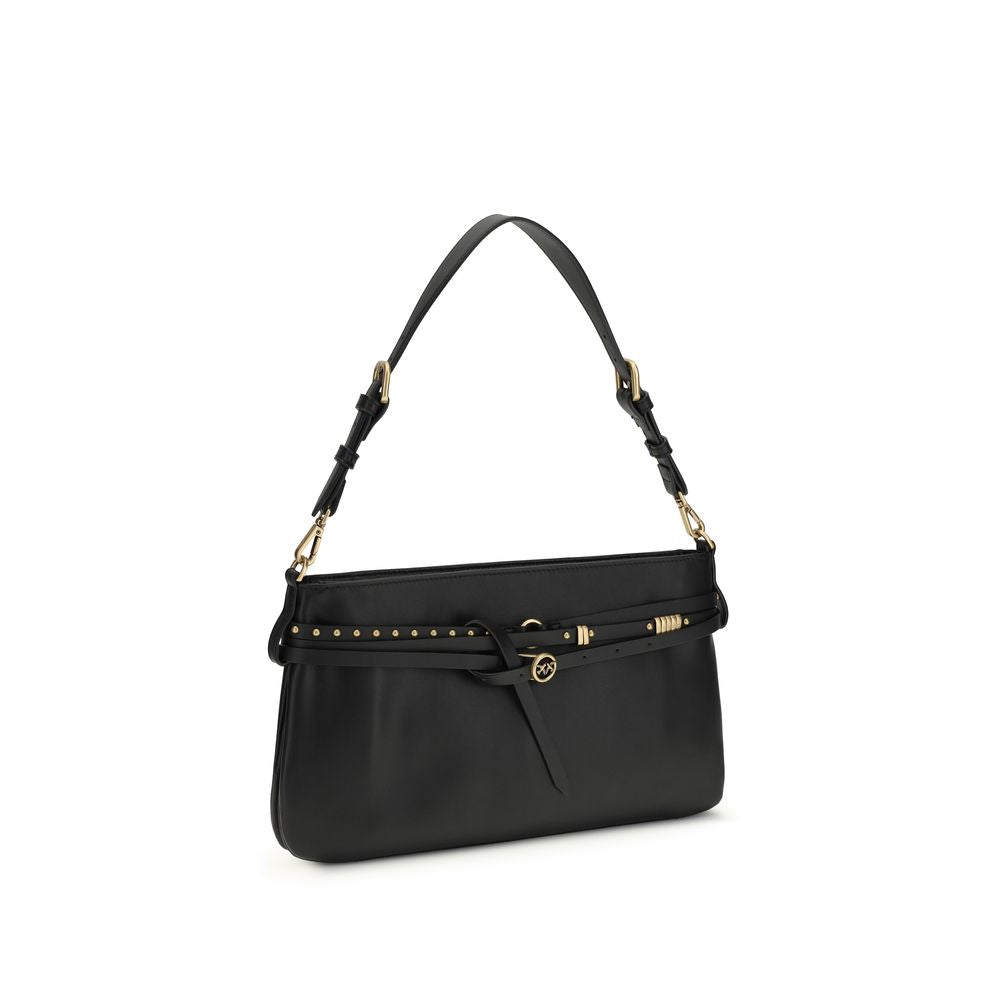 PINKO Black Calf Leather Shoulder Bag