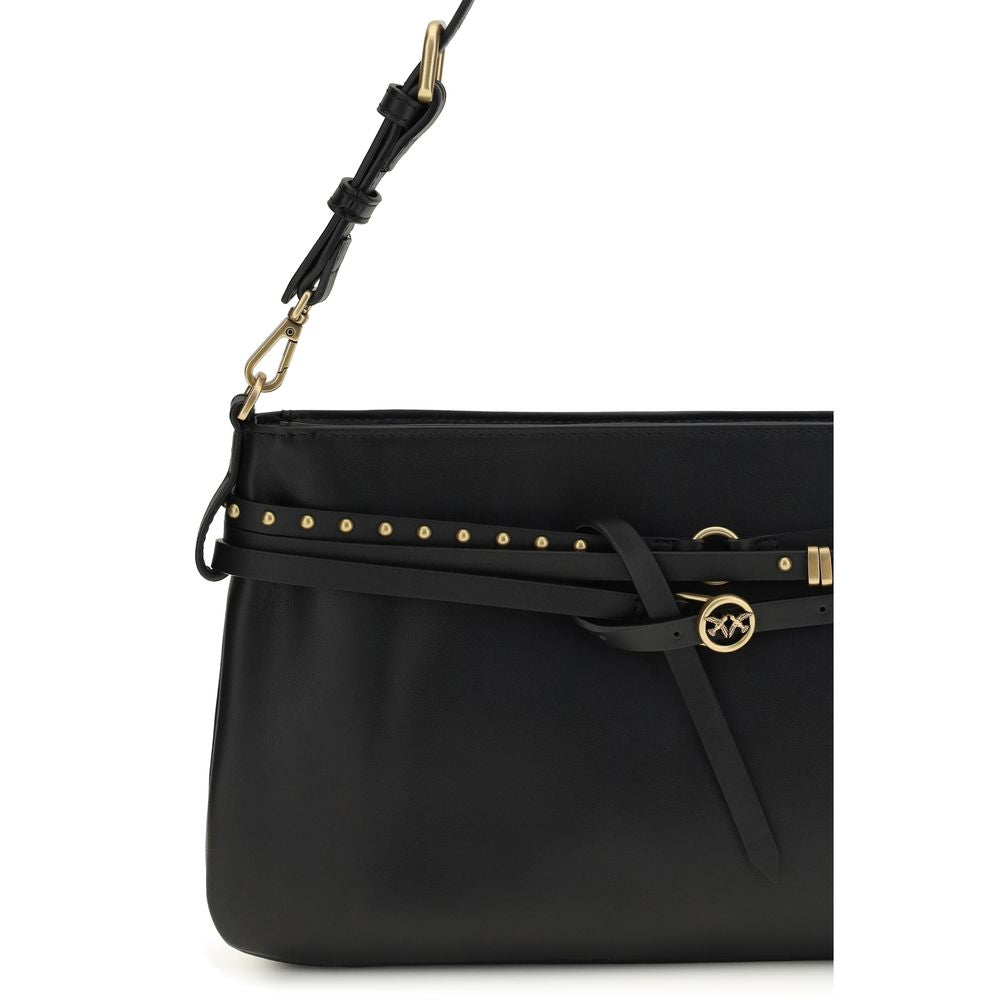 PINKO Black Calf Leather Shoulder Bag