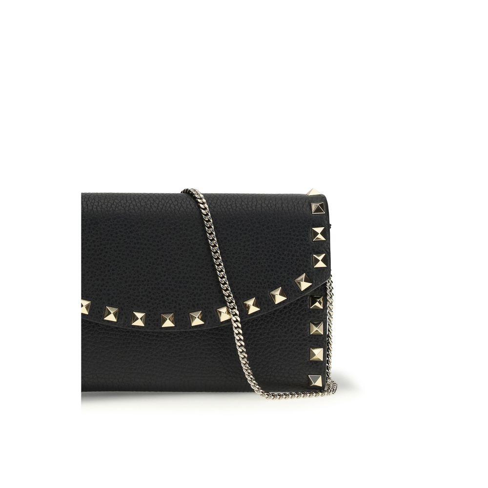 Valentino Garavani Garnet Calf Leather Chain Wallet
