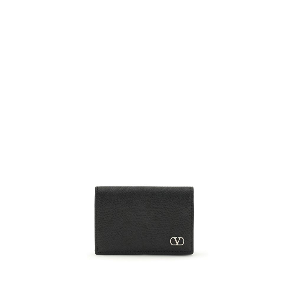 Valentino Garavani Black Calf Leather Card Holder