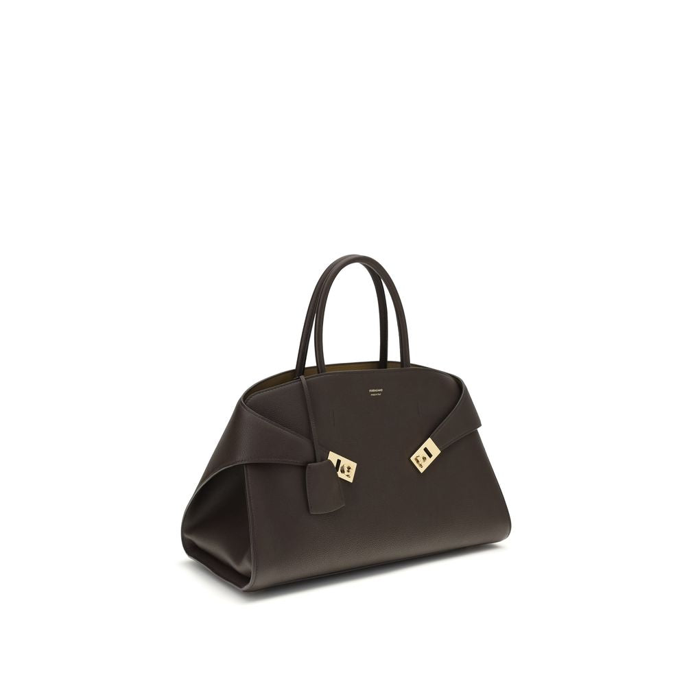 Ferragamo Brown Calf Leather Shoulder Bag