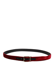 Dolce & Gabbana Burgundy Velvet Cotton Belt