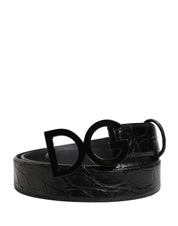 Dolce & Gabbana Black Caiman Leather Belt