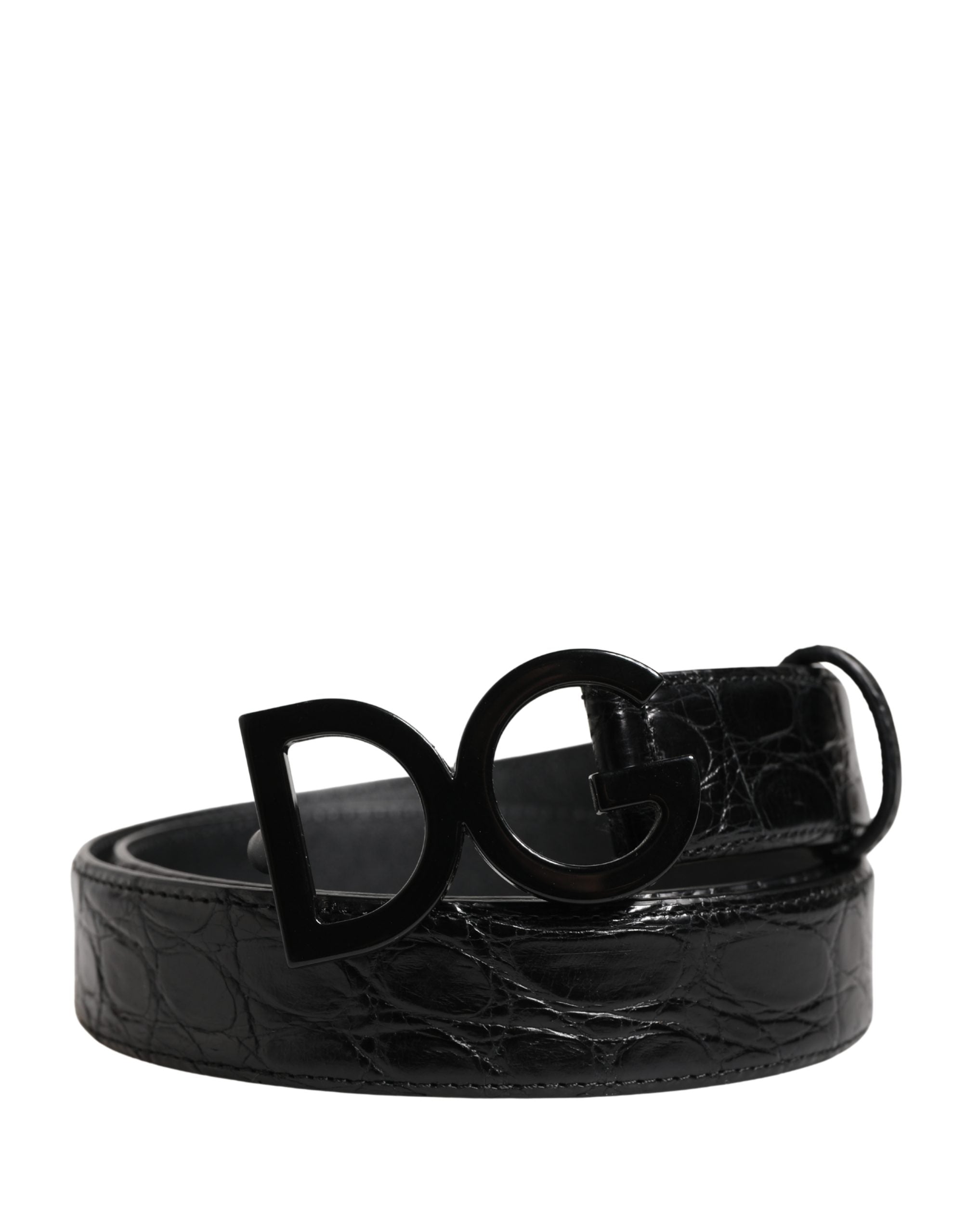 Dolce & Gabbana Black Caiman Leather Belt