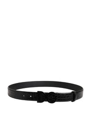 Dolce & Gabbana Black Caiman Leather Belt