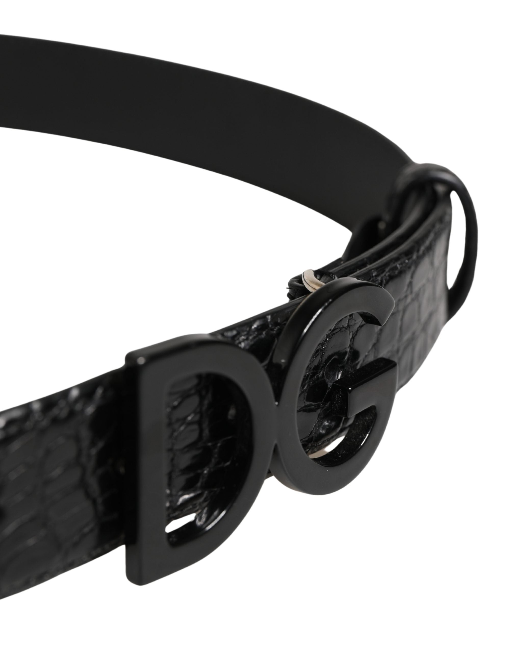 Dolce & Gabbana Black Caiman Leather Belt