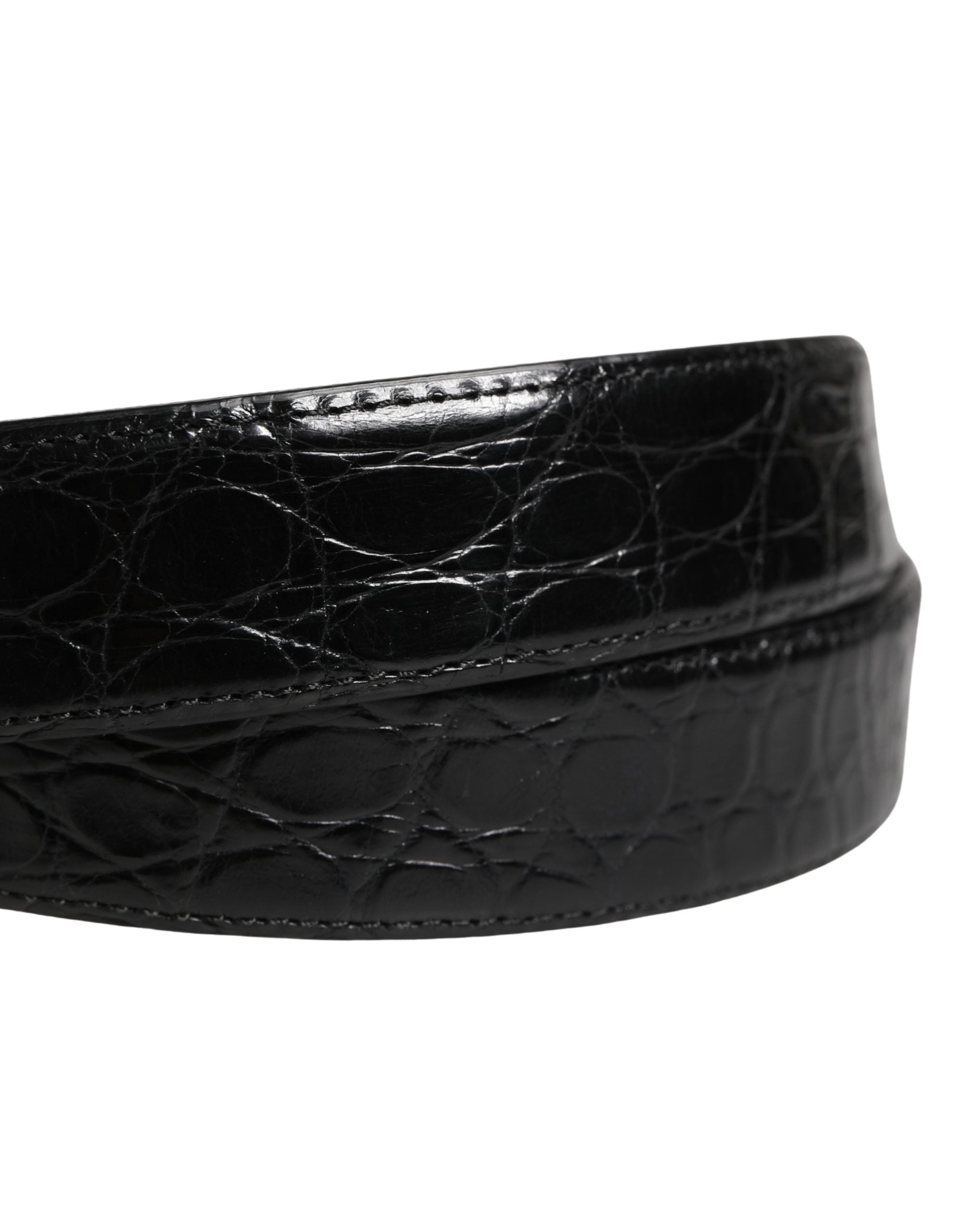 Dolce & Gabbana Black Caiman Leather Belt