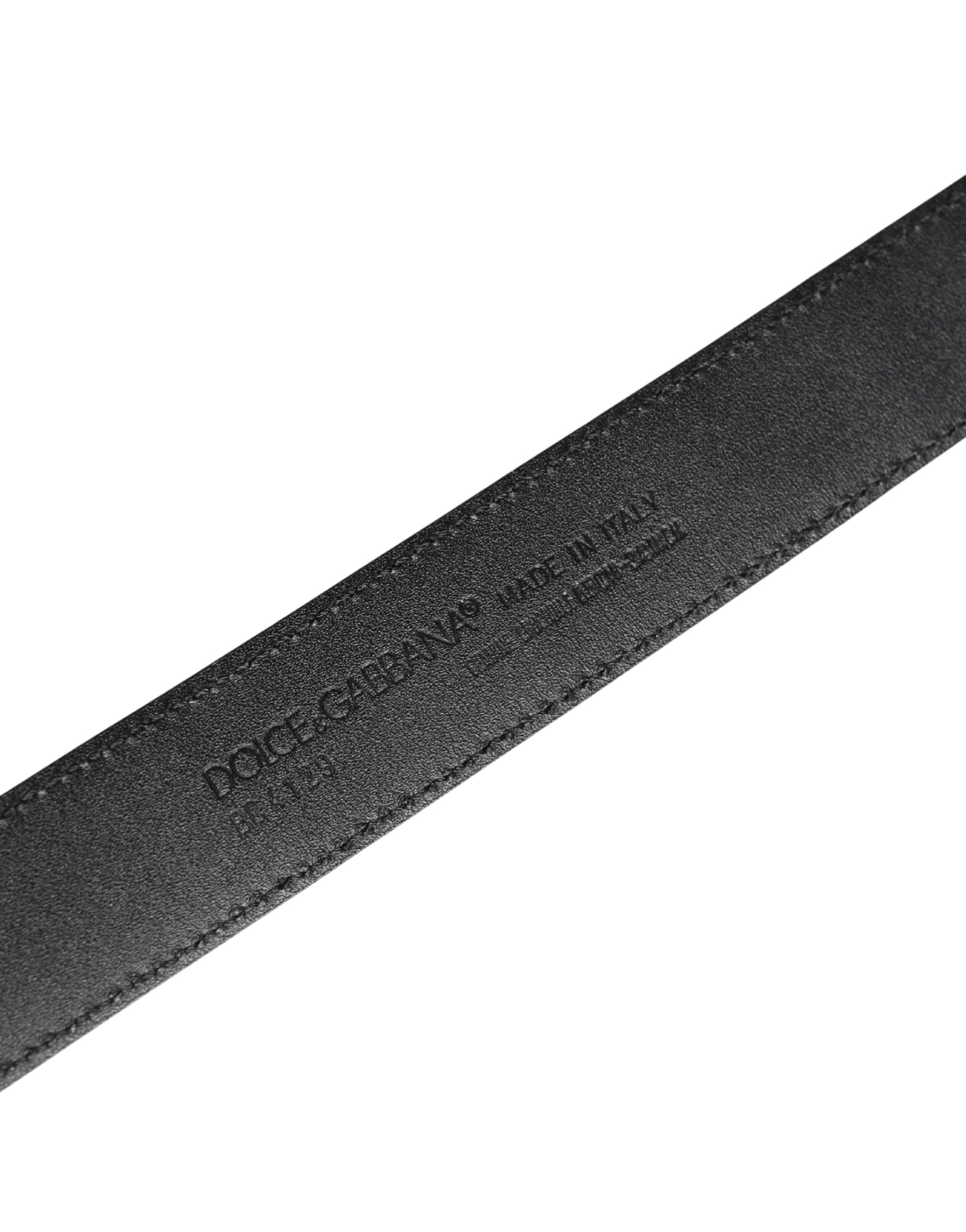 Dolce & Gabbana Black Caiman Leather Belt