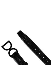 Dolce & Gabbana Black Caiman Leather Belt