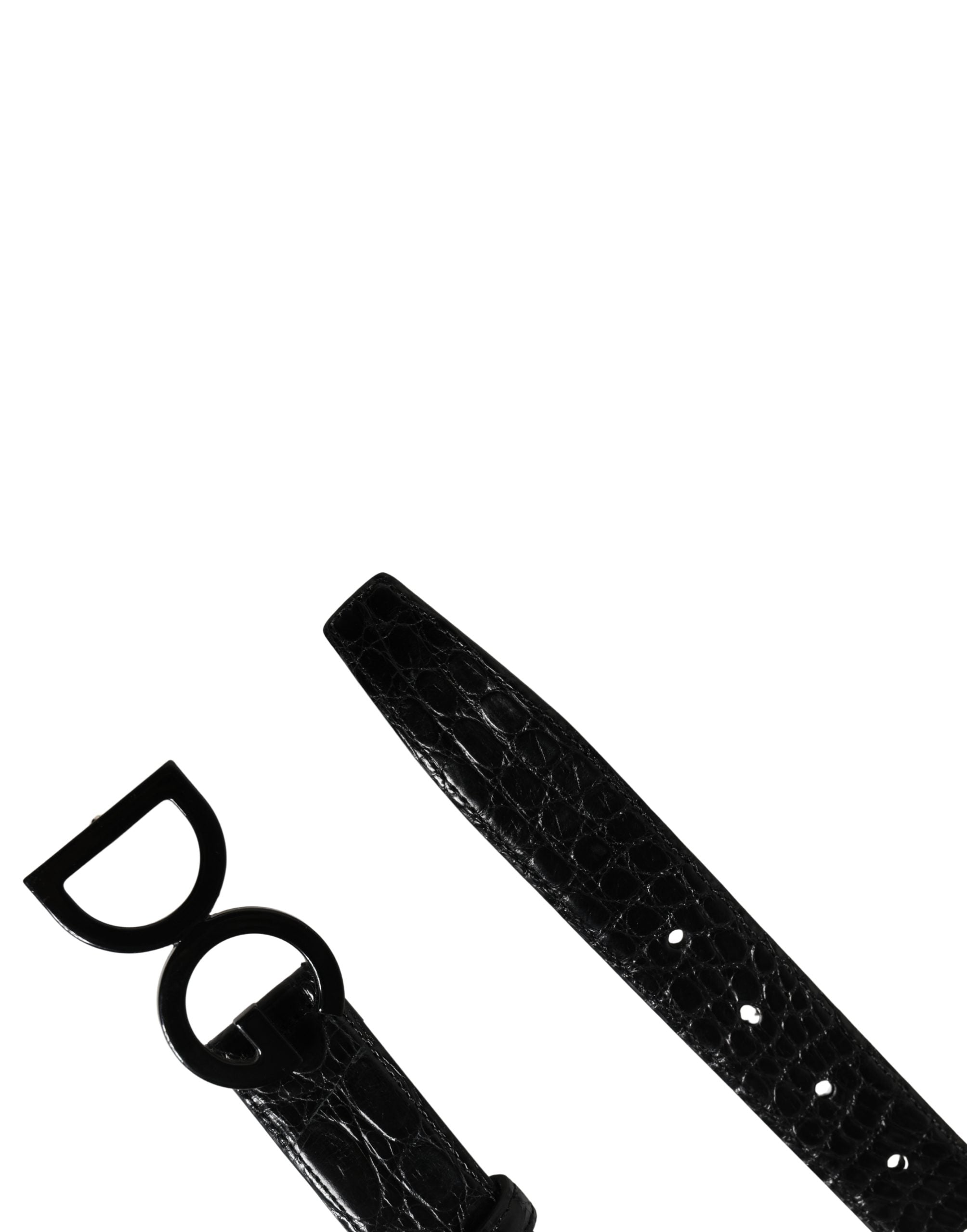 Dolce & Gabbana Black Caiman Leather Belt