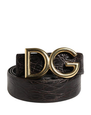 Dolce & Gabbana Black Caiman Leather Belt