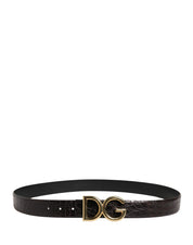 Dolce & Gabbana Black Caiman Leather Belt