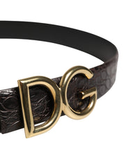 Dolce & Gabbana Black Caiman Leather Belt