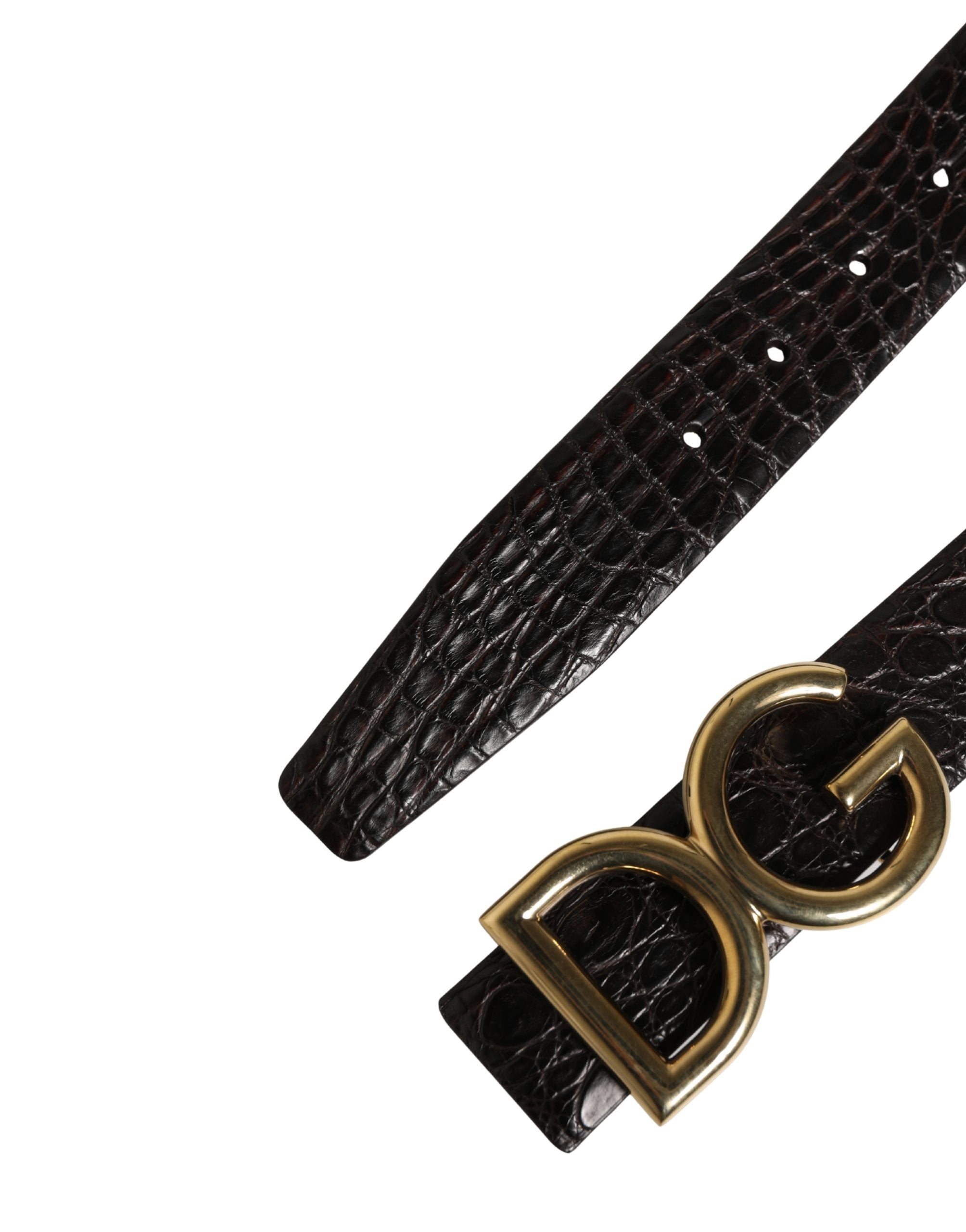Dolce & Gabbana Black Caiman Leather Belt
