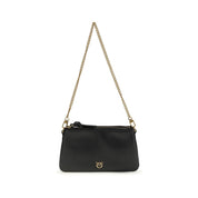 PINKO Black Calf Leather Shoulder Bag