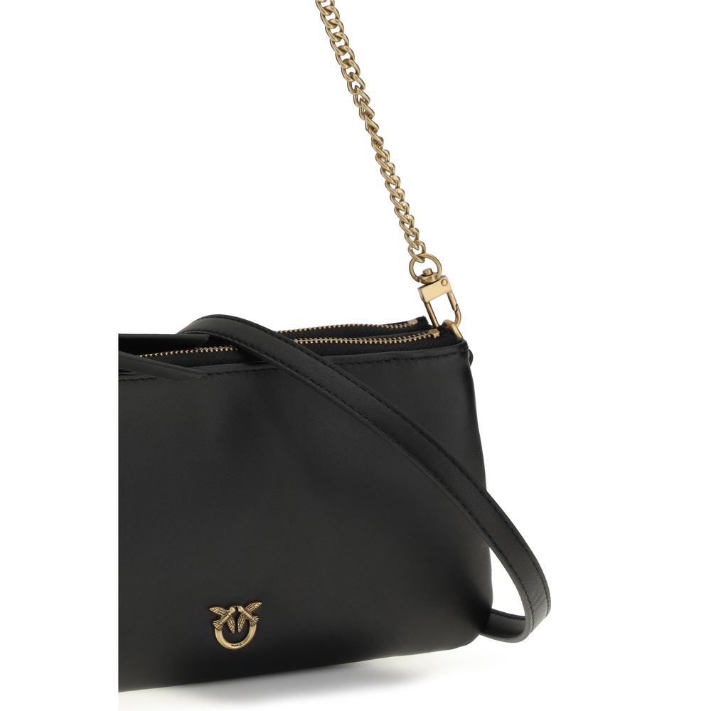 PINKO Black Calf Leather Shoulder Bag