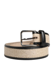Dolce & Gabbana Beige Black Woven Leather Belt