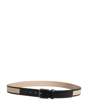 Dolce & Gabbana Beige Black Woven Leather Belt