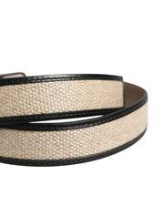 Dolce & Gabbana Beige Black Woven Leather Belt
