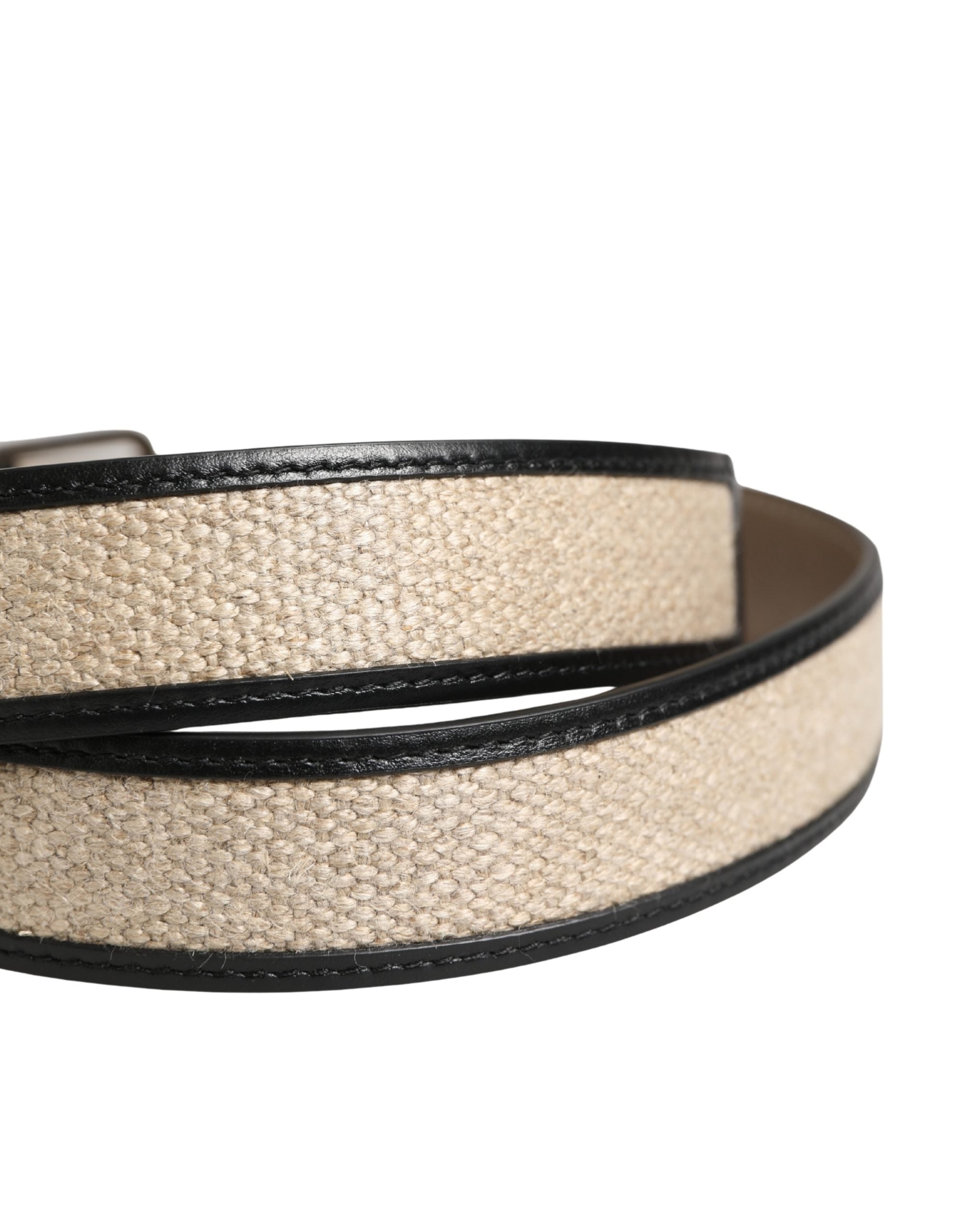 Dolce & Gabbana Beige Black Woven Leather Belt