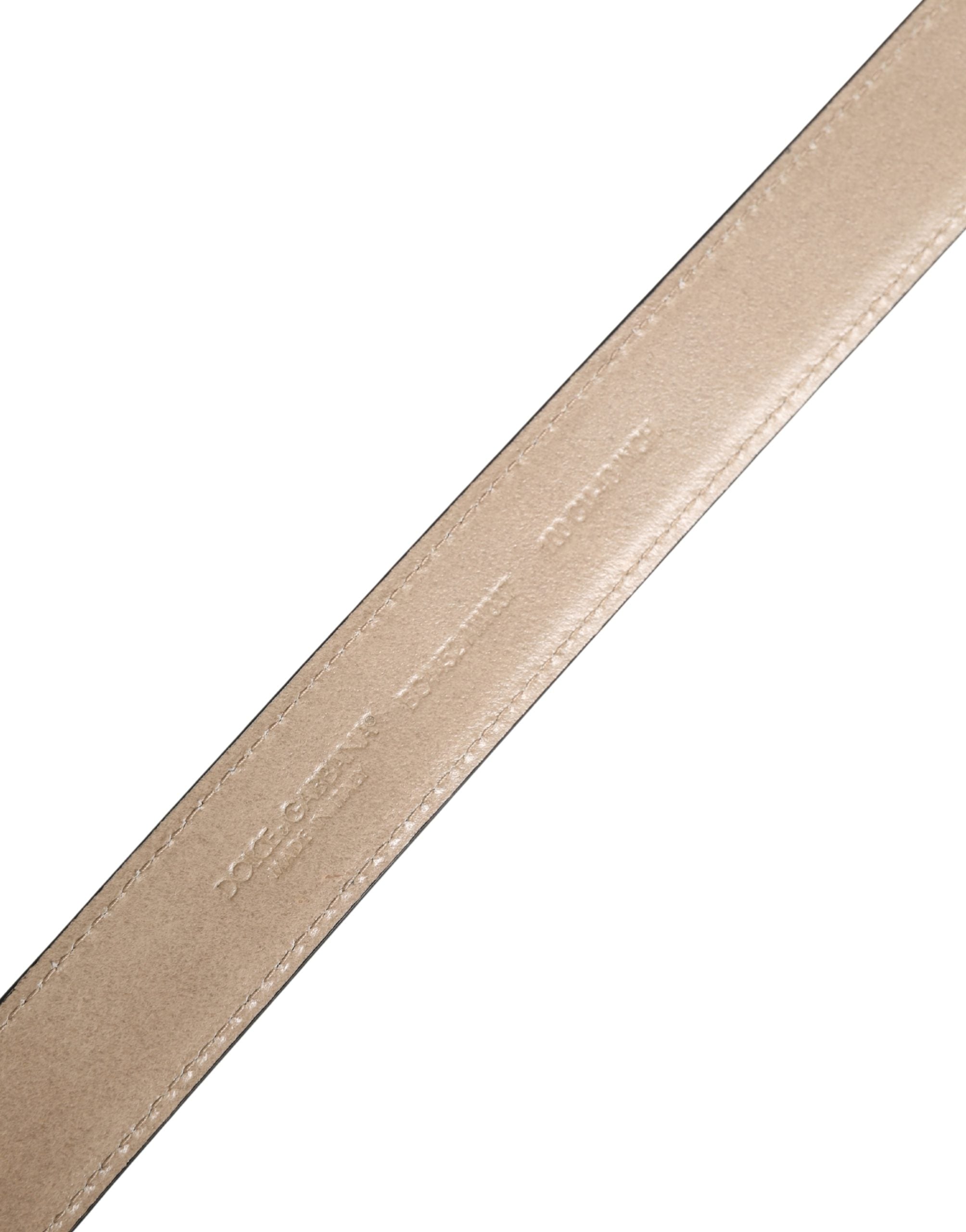 Dolce & Gabbana Beige Black Woven Leather Belt