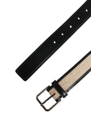 Dolce & Gabbana Beige Black Woven Leather Belt