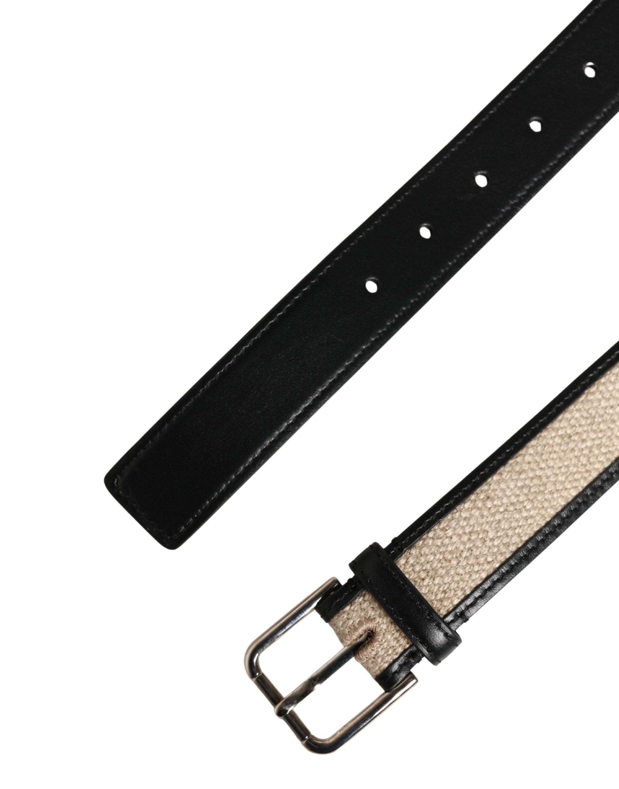 Dolce & Gabbana Beige Black Woven Leather Belt