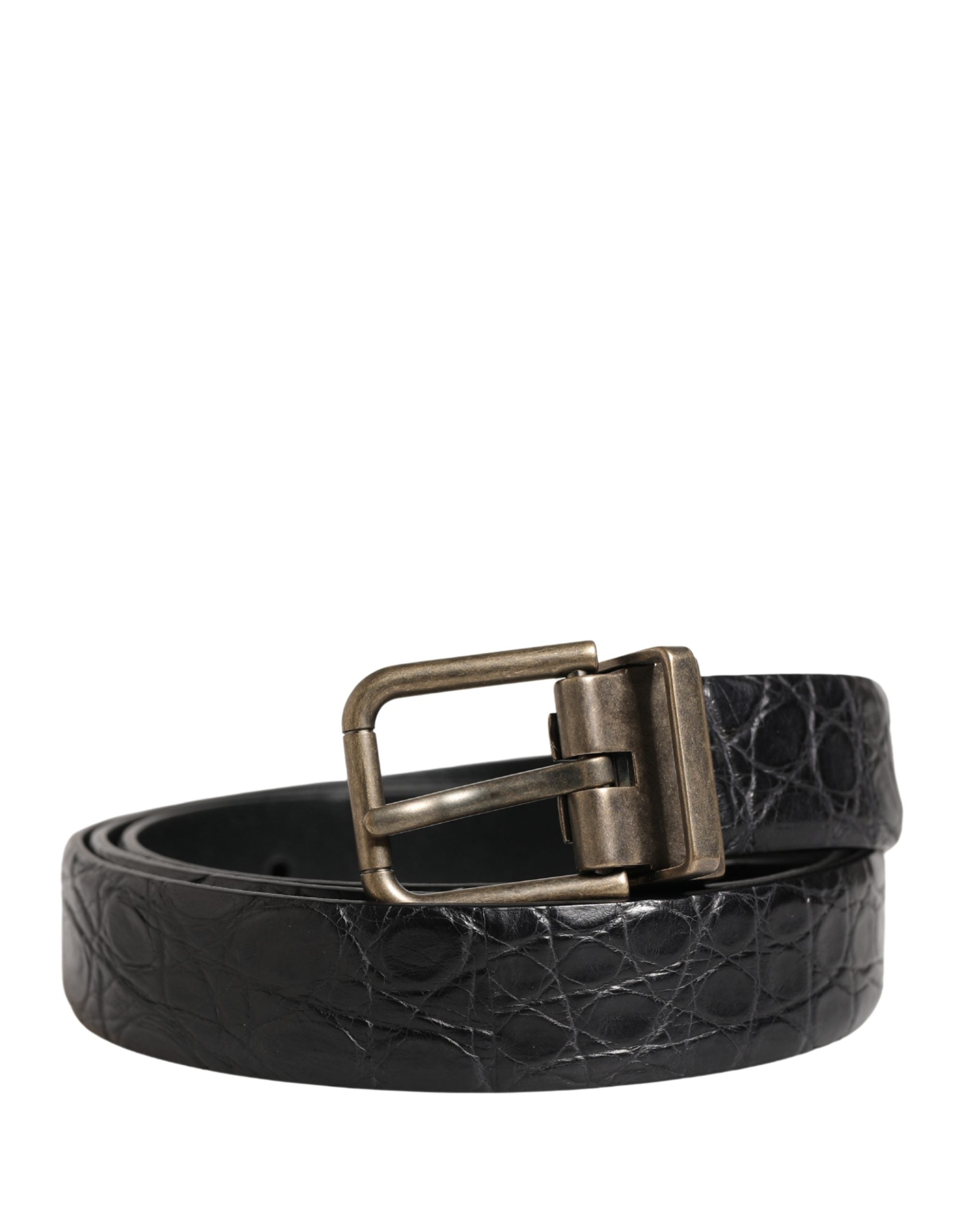 Dolce & Gabbana Black Caiman Leather Belt