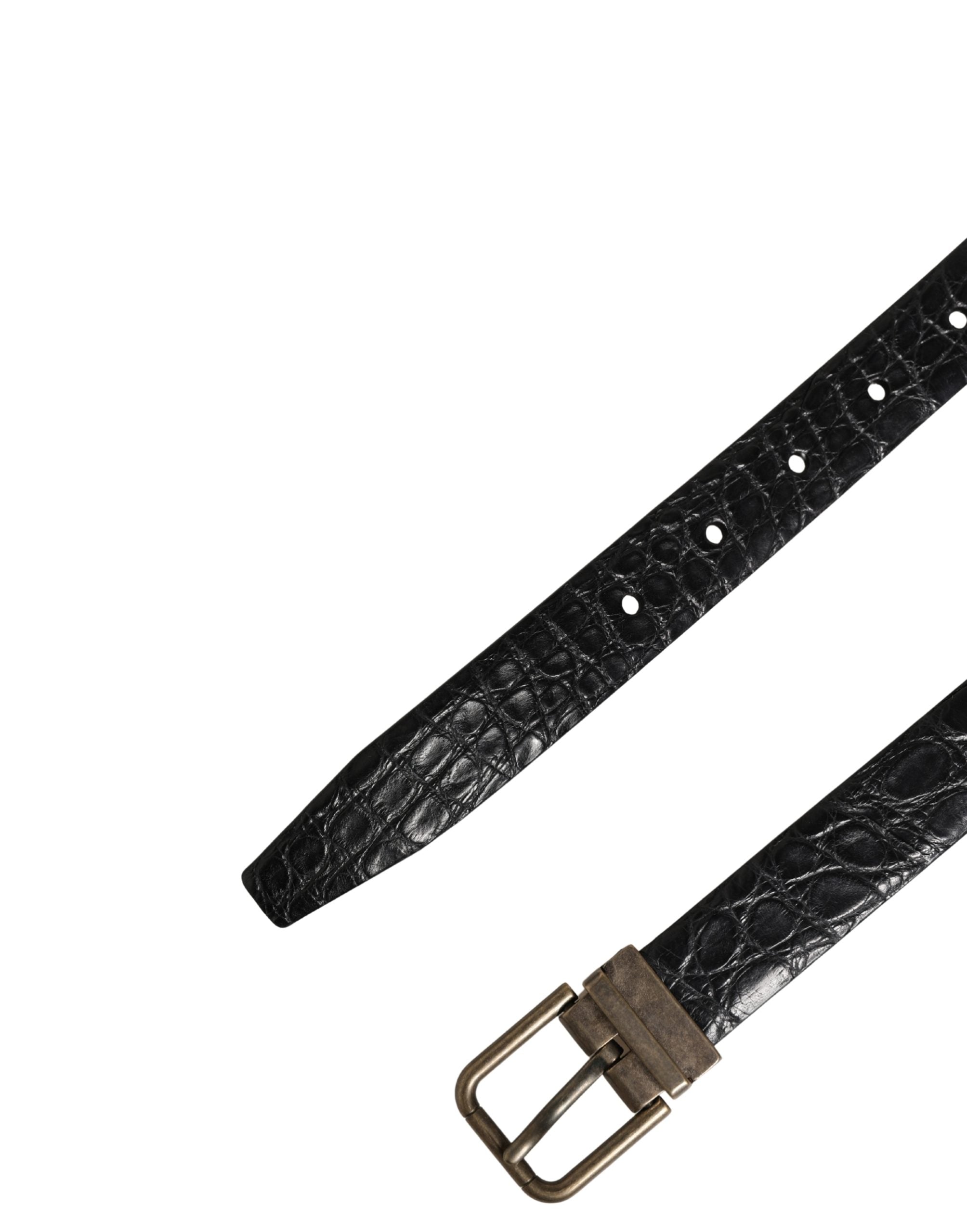 Dolce & Gabbana Black Caiman Leather Belt