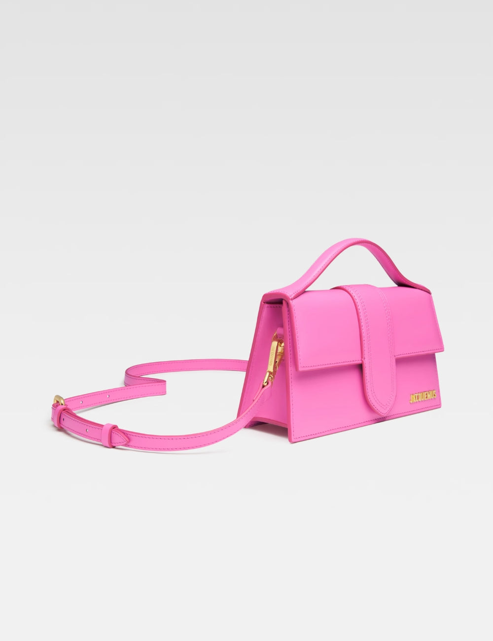 Jacquemus Neon Pink Leather Le Grand Bambino Handbag