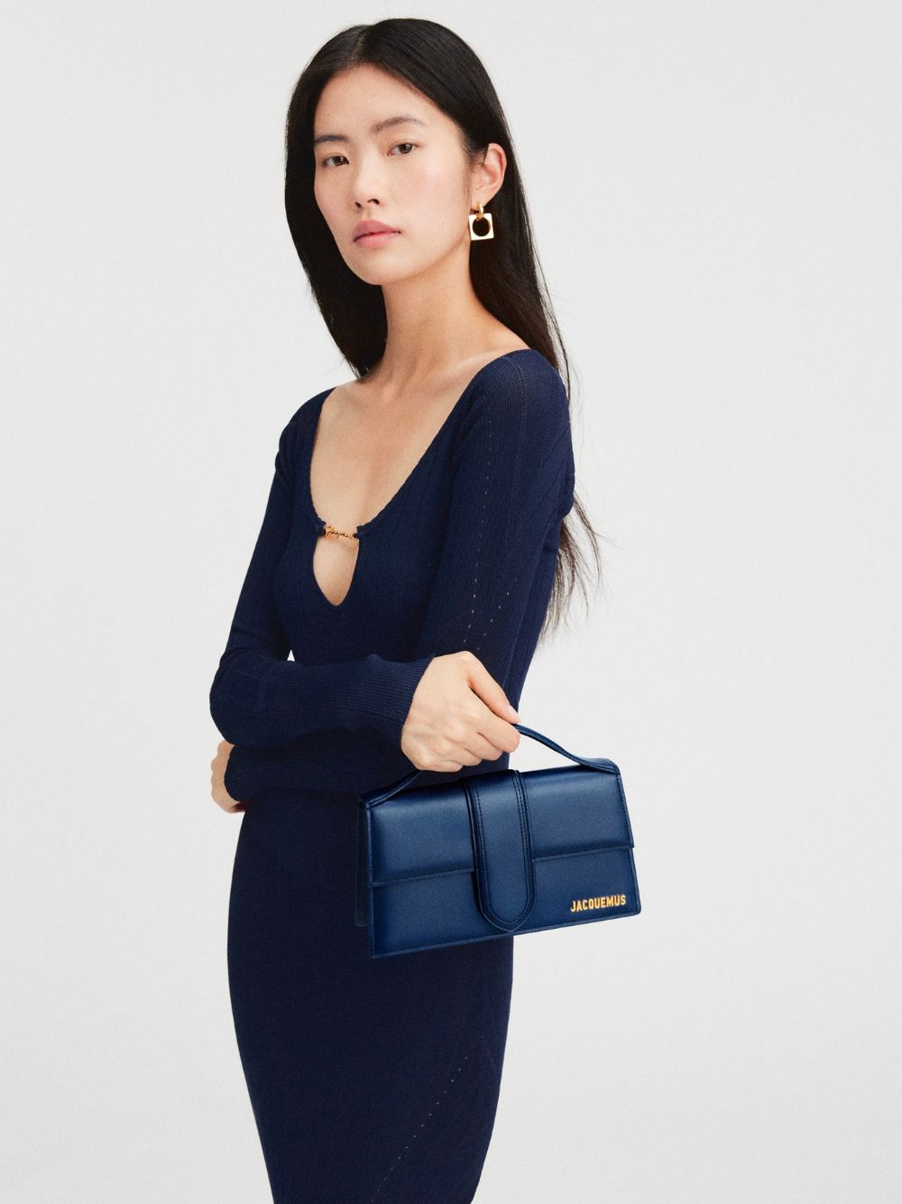 Jacquemus Dark Navy Leather Le Grand Bambino Handbag