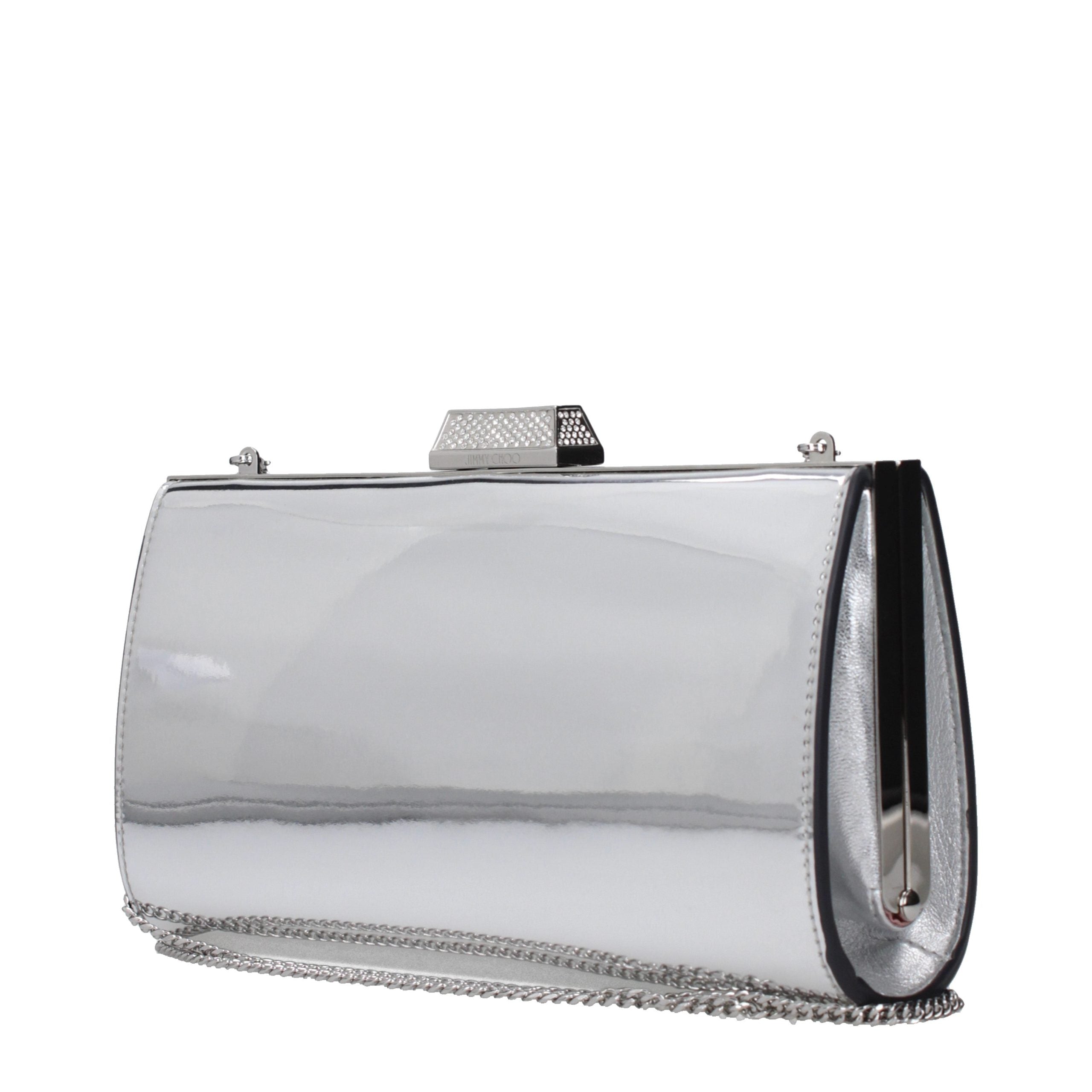 Jimmy Choo Silver Leather Clutch Bag