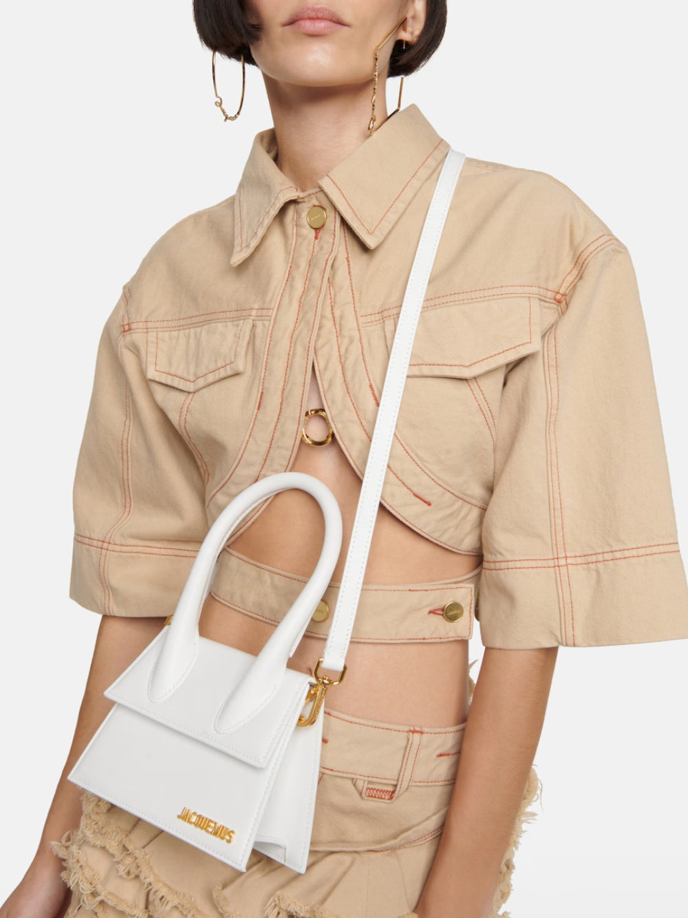 Jacquemus White Leather Le Chiquito Moyen Bag