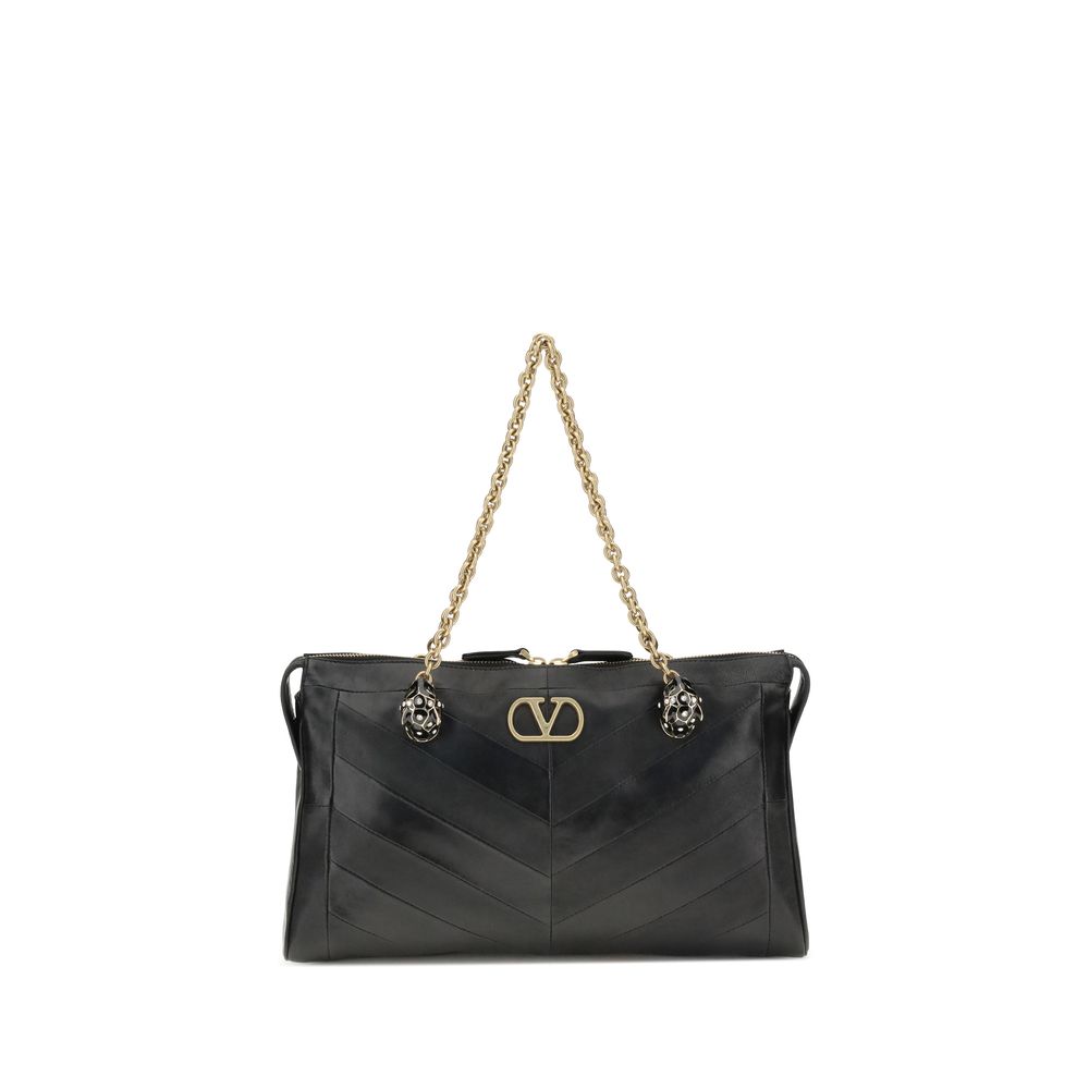 Valentino Garavani Black Calf Leather Shoulder Bag