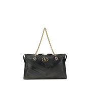 Valentino Garavani Black Calf Leather Shoulder Bag